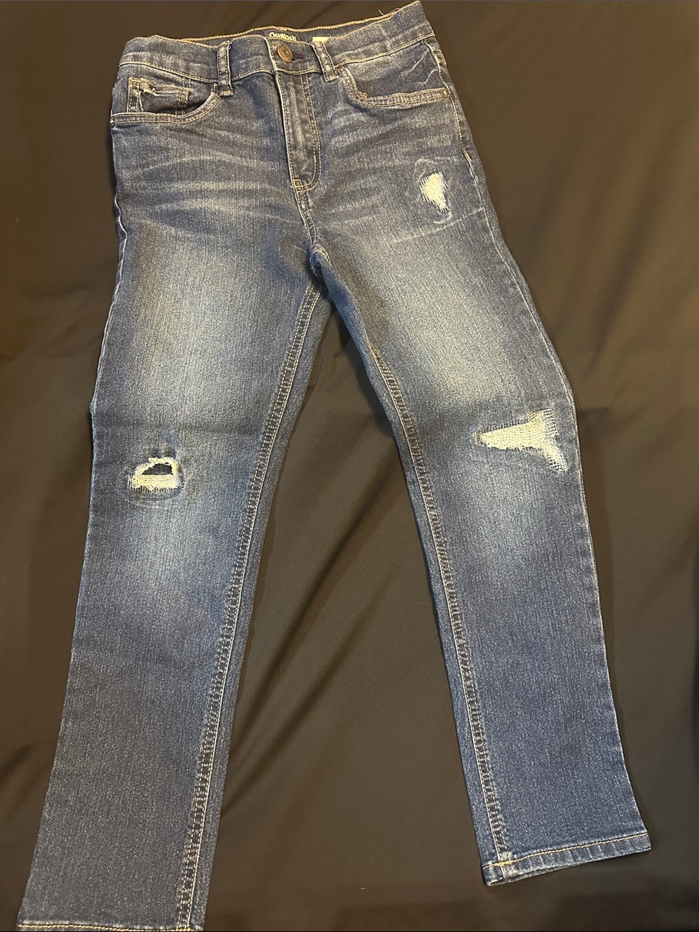 OshKosh B'gosh Boys' Slim Straight Distressed Blue Jeans